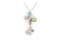 Sterling Silver Fabulous Multi-color Butterfly Motif CZ Pendant, With Chain