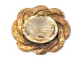 14k Yellow Gold And Silver Antique Pale Citrine Brooch, App. 19.56 CTS, Chased Border