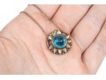Sterling Silver Pretty Flower Motif Pendant, Blue Topaz Center, With Chain