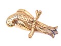 14k Yellow Gold Handsome Textured Figural Electroform Parrot Brooch