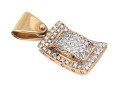 14k Yellow Gold Striking Contemporary Pave Diamond Square Motif Pendant, App. 0.98 TCW