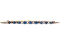 14k Yellow Gold Pretty Vintage Sapphire And Seed Pearl Bar Pin, App. 1.10 TCW