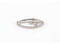 10k White Gold Lovely Vintage Oval Filigree Brooch, With Bow Motif