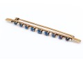 14k Yellow Gold Pretty Vintage Sapphire And Seed Pearl Bar Pin, App. 1.10 TCW