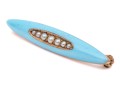 14k Yellow Gold Pretty Vintage Turquoise Blue Enamel Seed Pearl Scatter Pin
