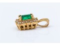 14k Yellow Gold Pretty Emerald Cut Emerald And Diamond Halo Pendant