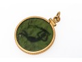 14k Yellow Gold Vintag Green Nephrite Jade Virgo Pendant