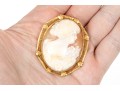 14k Yellow Gold Striking Vintage Filigree Framed Cameo Brooch/pendant