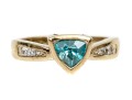 Sterling Silver Vermeil Contemporary Trillion Blue Topaz With White Topaz Ring, Size 6