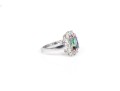 Sterling Silver Striking Emerald Cut Mystic Topaz And White Topaz Halo Ring, Size 8
