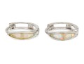 14k White Gold Pretty Small Channel Faux Opal Hinged Hoop Earrings