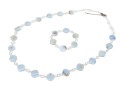 Pretty Faceted Blue Chalcedony And Cultured Freshwater Pearl Necklace And Bracelet