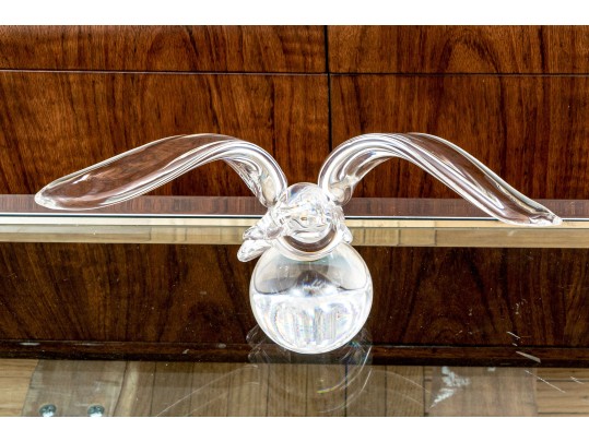 Steuben Crystal Eagle With Wings Spread On Ball Form Base