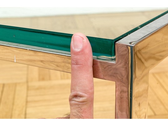 Mid-Century Modern Chrome And Glass Top Cocktail Table