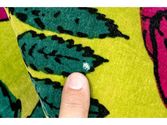 Vintage Retro Pair Of Vibrant Cotton Accent Pillows With Floral Decoration