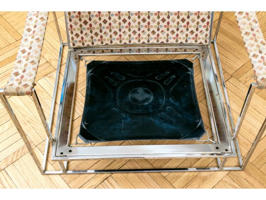 Pair Of Vintage Milo Baughman Chrome-Plated Steel Framed Lounge Chairs