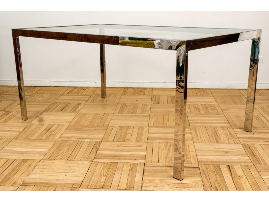 Vintage Mid-Century Chrome And Glass Dining Table