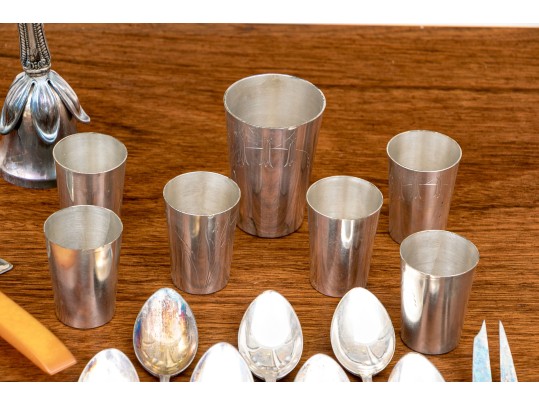 Collection Of Twenty-six Pieces Of Silver Plated Table Top Items And Serving Wares