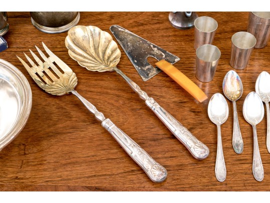 Collection Of Twenty-six Pieces Of Silver Plated Table Top Items And Serving Wares