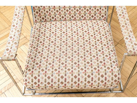 Pair Of Vintage Milo Baughman Chrome-Plated Steel Framed Lounge Chairs