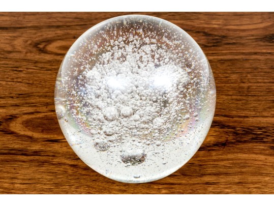 Stunning Hand-Blown Bubble Suffused Oversized Glass Orb Sculpture