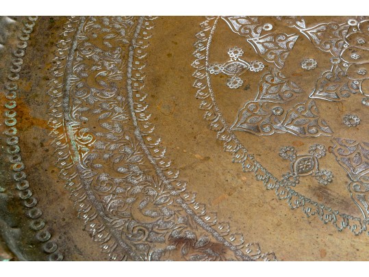 Two Semi Antique Moroccan Brass Serving Trays