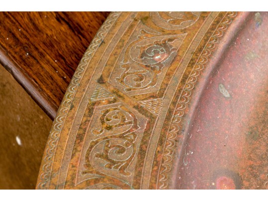 Two Semi Antique Moroccan Brass Serving Trays