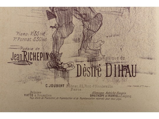 Henri De Toulouse-Lautrec  (France, 1864-1901) Lithograph Cover For 