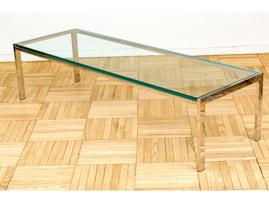 Mid-Century Modern Chrome And Glass Top Cocktail Table