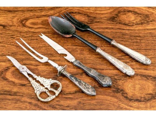 Silver Plated And Stainless Steel Collection Of Serving Pieces