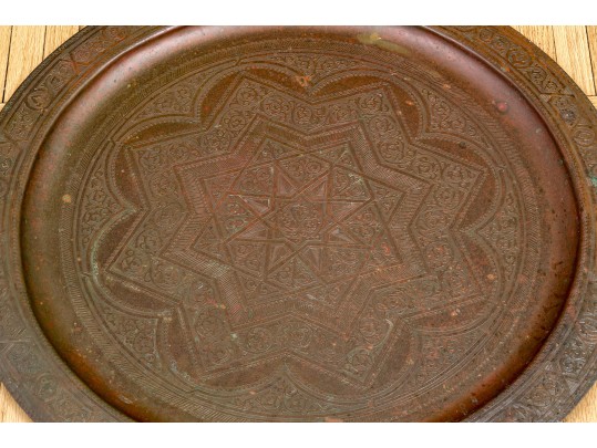 Two Semi Antique Moroccan Brass Serving Trays