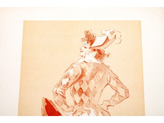Jules Cheret (French, 1836-1932) 1896 Lithograph, Lady Harlequin