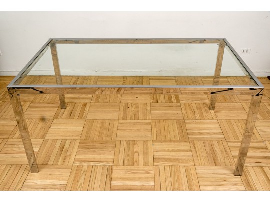 Vintage Mid-Century Chrome And Glass Dining Table