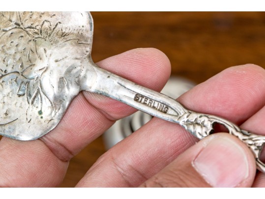 Collection Of Five Sterling Silver Ornately Cast Serving Pieces, 15.18 Ozt.