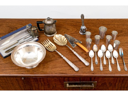 Collection Of Twenty-six Pieces Of Silver Plated Table Top Items And Serving Wares