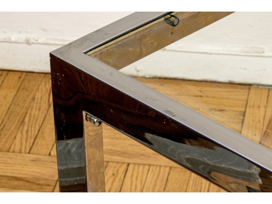 Vintage Mid-Century Chrome And Glass Dining Table