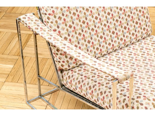 Pair Of Vintage Milo Baughman Chrome-Plated Steel Framed Lounge Chairs