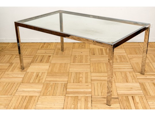 Vintage Mid-Century Chrome And Glass Dining Table