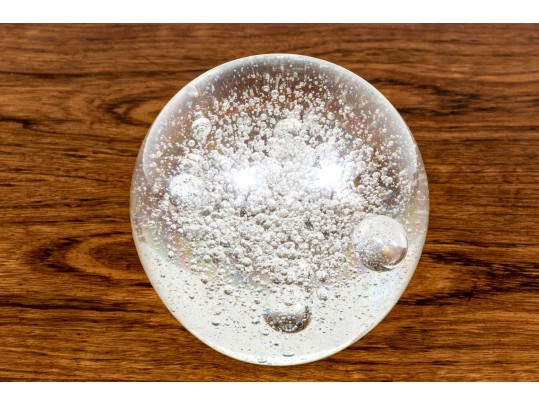 Stunning Hand-Blown Bubble Suffused Oversized Glass Orb Sculpture