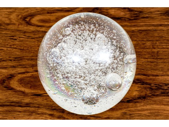 Stunning Hand-Blown Bubble Suffused Oversized Glass Orb Sculpture