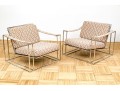 Pair Of Vintage Milo Baughman Chrome-Plated Steel Framed Lounge Chairs