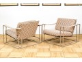 Pair Of Vintage Milo Baughman Chrome-Plated Steel Framed Lounge Chairs