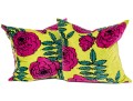 Vintage Retro Pair Of Vibrant Cotton Accent Pillows With Floral Decoration