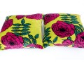 Vintage Retro Pair Of Vibrant Cotton Accent Pillows With Floral Decoration