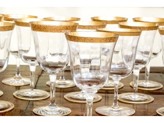 Associated Set Of Sixteen Gold Encrusted Stemware