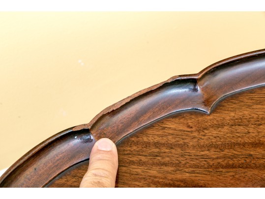 George III Style Pair Of Pie Crust Oval Top Mahogany Side Tables, Ca. 1950 Or Earlier