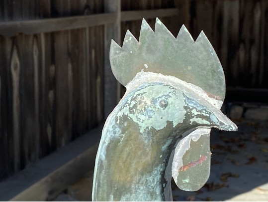 Antique Iron And Copper Rooster Weather Vane