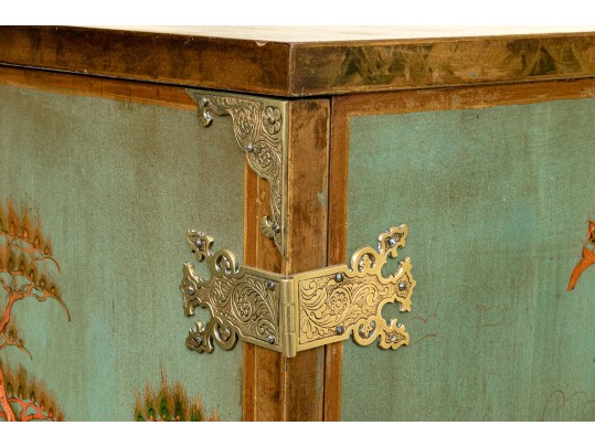 Kensington Furniture Chinoiserie Painted And Hand Carved Walnut American Cabinet On Stand, Ca. 1920