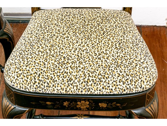 Pair Of Bold Chinese Chippendale Style Side Chairs With Cheetah Print Upholstery