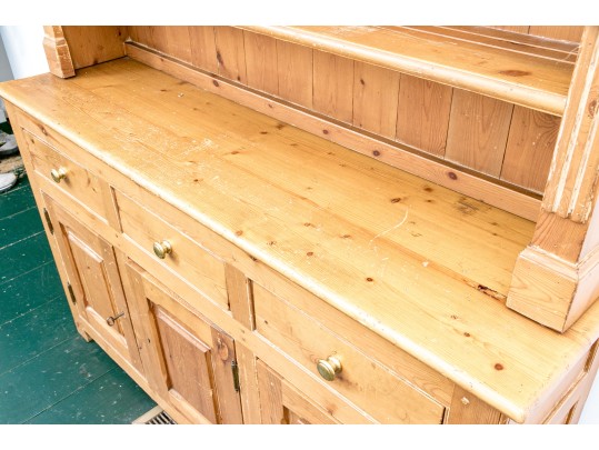 Antique Step Back Pine Cupboard